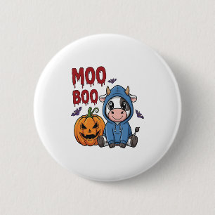 Boo Halloween Spooky Ghost Cow 6 Cm Round Badge