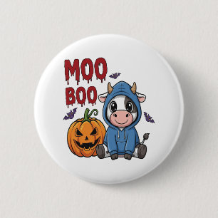 Boo Halloween Spooky Ghost Cow 6 Cm Round Badge