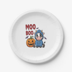 Boo Halloween Spooky Ghost Cow Paper Plate