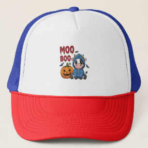 Boo Halloween Spooky Ghost Cow Trucker Hat