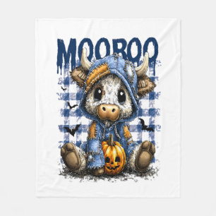 Boo Halloween Spooky Highland Cow Fleece Blanket
