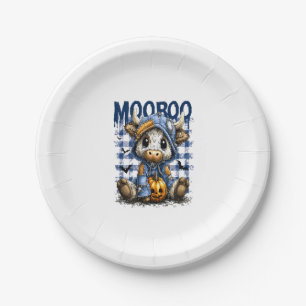 Boo Halloween Spooky Highland Cow Paper Plate