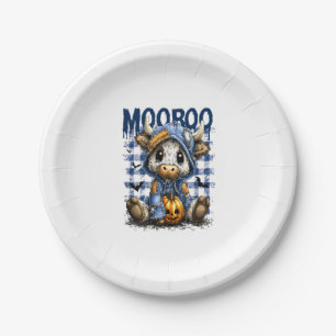 Boo Halloween Spooky Highland Cow Paper Plate
