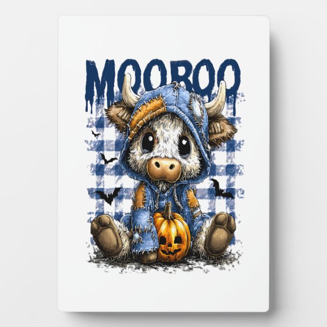 Boo Halloween Spooky Highland Cow Plaque (Front)