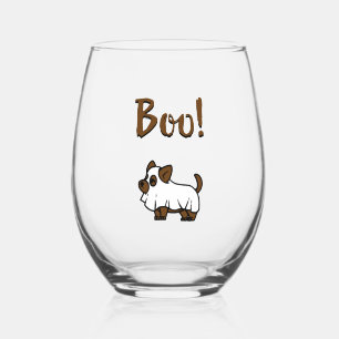 Boo Halloween Stemless Wine Glass