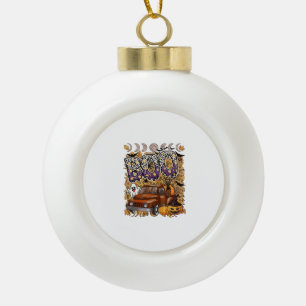 Boo Halloween Vintage Truck Ghost Pumpkins Leopard Ceramic Ball Christmas Ornament