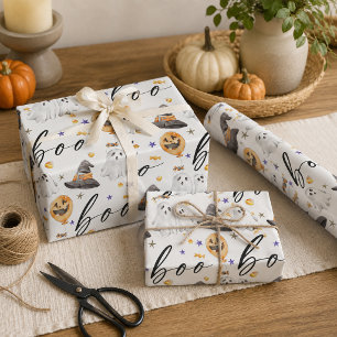 Boo Halloween Watercolor Wrapping Paper