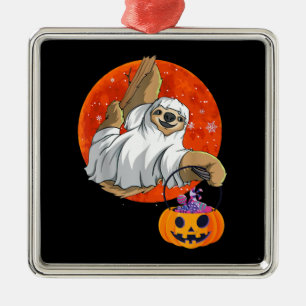 Boo Halloween With Sloth Witch Hat And Spider Metal Tree Decoration