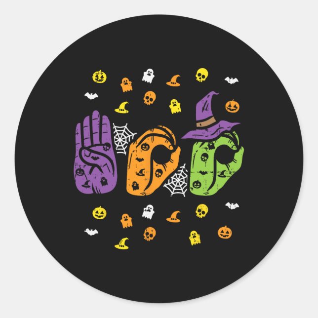 Boo Hands American Sign Language Pride ASL Hallowe Classic Round Sticker (Front)