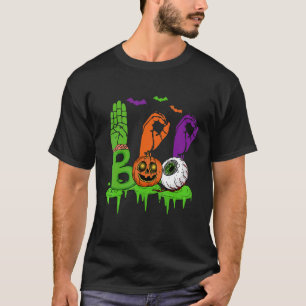 Boo Hands American Sign Language Pride ASL Hallowe T-Shirt