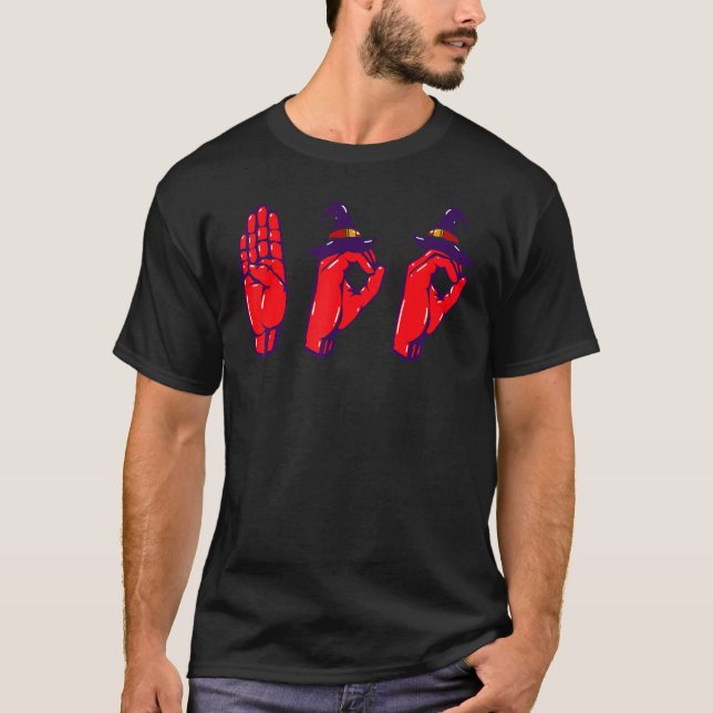 Boo Hands American Sign Language Pride ASL Hallowe T-Shirt (Front)