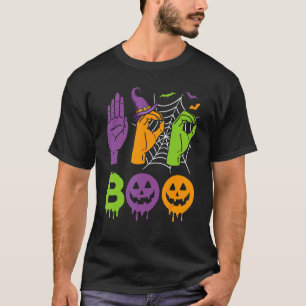 Boo Hands American Sign Language Pride ASL Hallowe T-Shirt