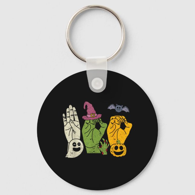 Boo Hands American Sign Language Pride Asl Key Ring (Front)
