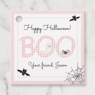 BOO Happy Halloween Gingham Pink Girl Spooky Favour Tags
