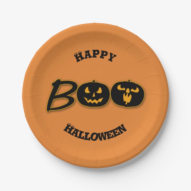 BOO Happy Halloween Party Celebration Fun Paper Plate (Front)