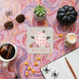 Boo Happy Halloween Pink Ghost Sticker