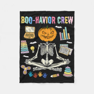 Boo-havior Crew Behaviour Analyst Skeleton Yoga Ha Fleece Blanket