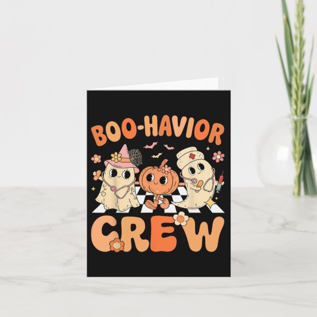 Boo Havior Crew Cute Halloween Therapist Ghosts A  Card (Front)