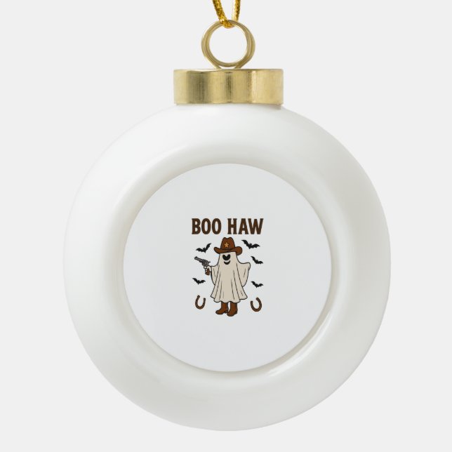 Boo Haw Ceramic Ball Christmas Ornament (Front)