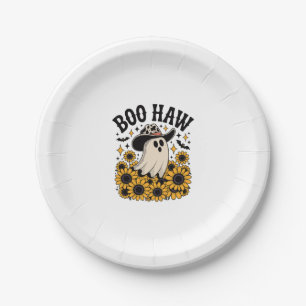 Boo Haw Cow Ghost Western Halloween Paper Plate