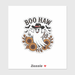 Boo Haw Cowboy Ghost Sunflowers Bats Halloween_1