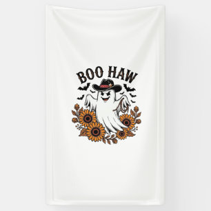 Boo Haw Cowboy Ghost Sunflowers Bats Halloween_1 Banner