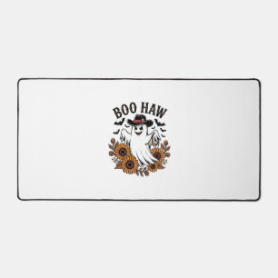 Boo Haw Cowboy Ghost Sunflowers Bats Halloween_1 Desk Mat