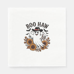 Boo Haw Cowboy Ghost Sunflowers Bats Halloween_1 Napkin