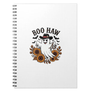 Boo Haw Cowboy Ghost Sunflowers Bats Halloween_1 Notebook
