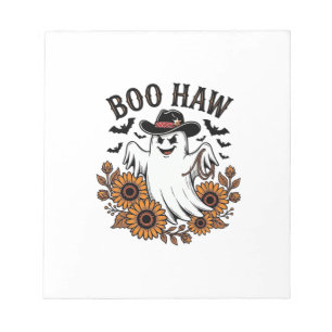 Boo Haw Cowboy Ghost Sunflowers Bats Halloween_1 Notepad