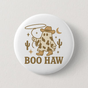 Boo Haw Cute Cowboy Ghost Western Halloween 6 Cm Round Badge
