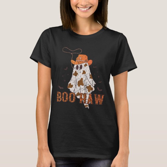 Boo Haw Ghost Cowboy Halloween Western Ghost Costu T-Shirt (Front)