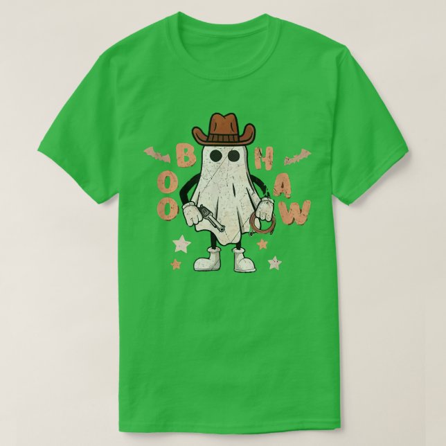 Boo Haw Ghost Rodeo Western Country Halloween Cowb T-Shirt (Design Front)