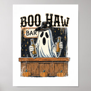 Boo Haw Retro Western Halloween Poster
