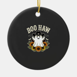 Boo Haw Western Halloween Ghost Design Ceramic Tree Decoration
