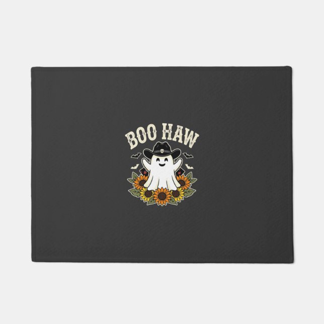 Boo Haw Western Halloween Ghost Design Doormat (Front)