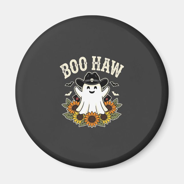 Boo Haw Western Halloween Ghost Design Magnet (Front)
