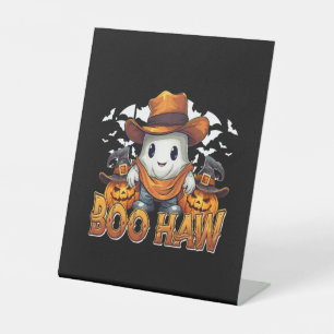 Boo Haw Western Halloween Vintage Ghost Funny Cute Pedestal Sign