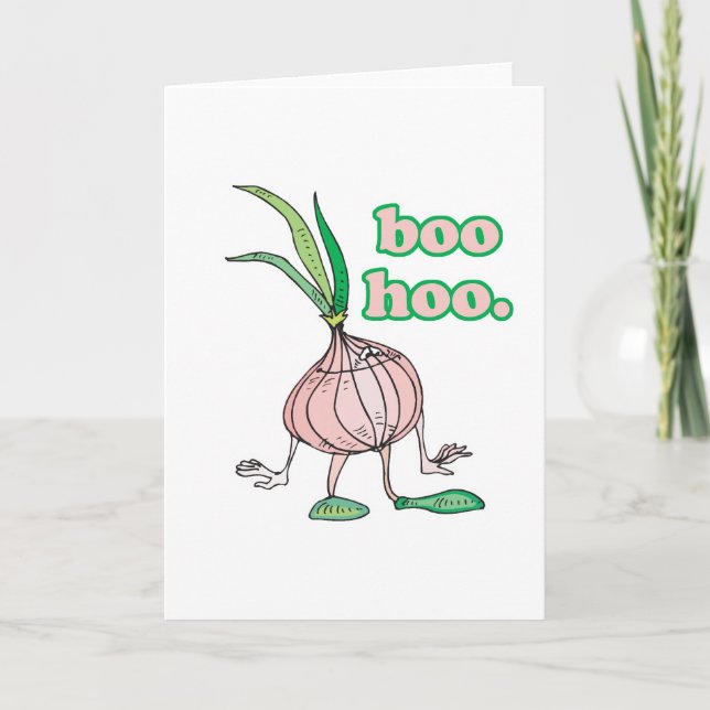 boo hoo silly onion cartoon character card (Front)