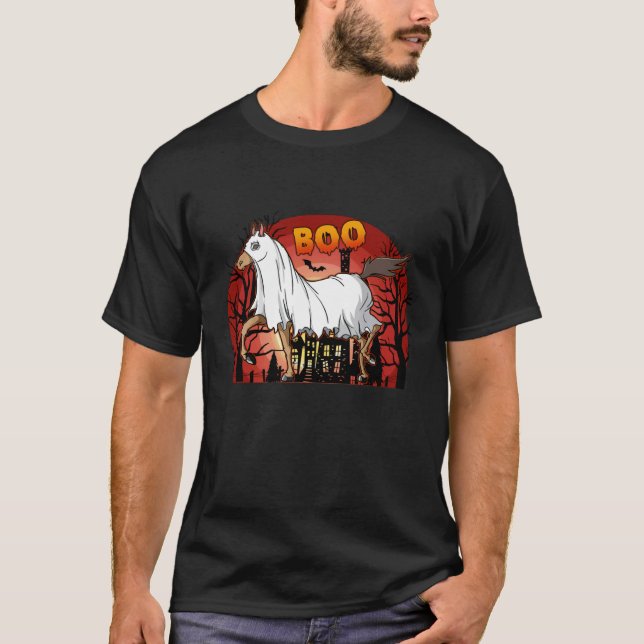 Boo Horse  Boo Ghost Horse Costume For Halloween T-Shirt (Front)