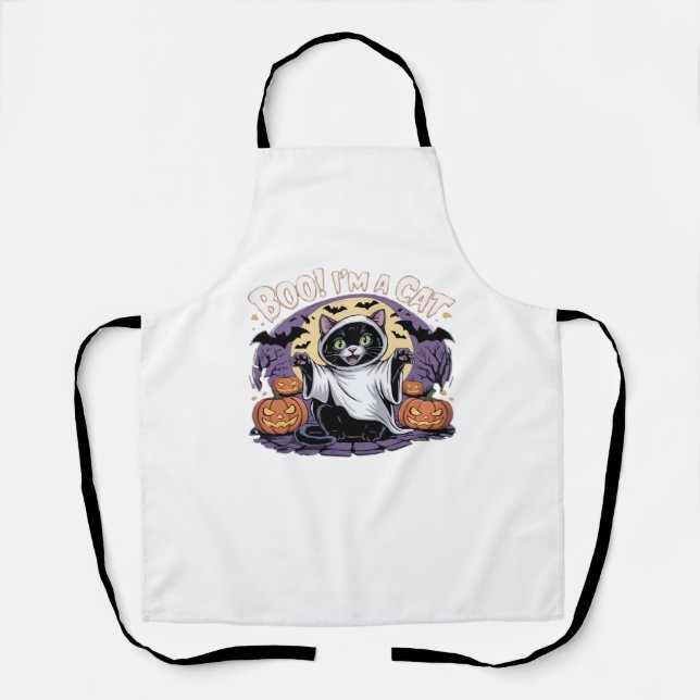 Boo I'm a Cat Oversized T-Shirt Apron (Front)