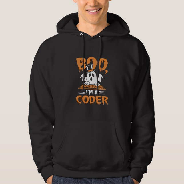 Boo I'm a coder Halloween Funny Hoodie (Front)