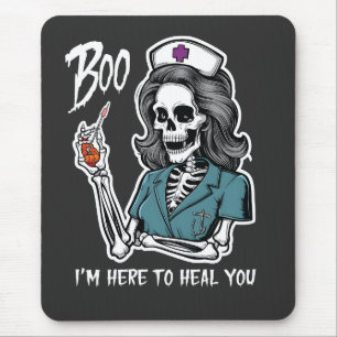 Boo I'm Here To Heal you Rn Nurse Halloween Gift  Mouse Pad