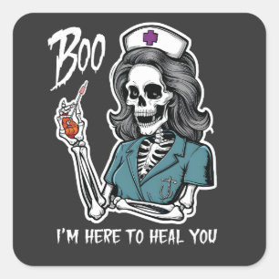 Boo I'm Here To Heal you Rn Nurse Halloween Gift  Square Sticker