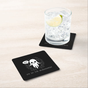 Boo, I'm in the Blockchain—Witty Digital Wear Square Paper Coaster