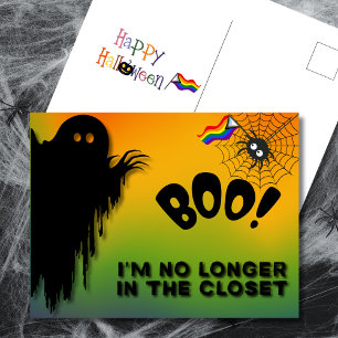 Boo! I'm No Longer in the Closet Pride Halloween Holiday Postcard