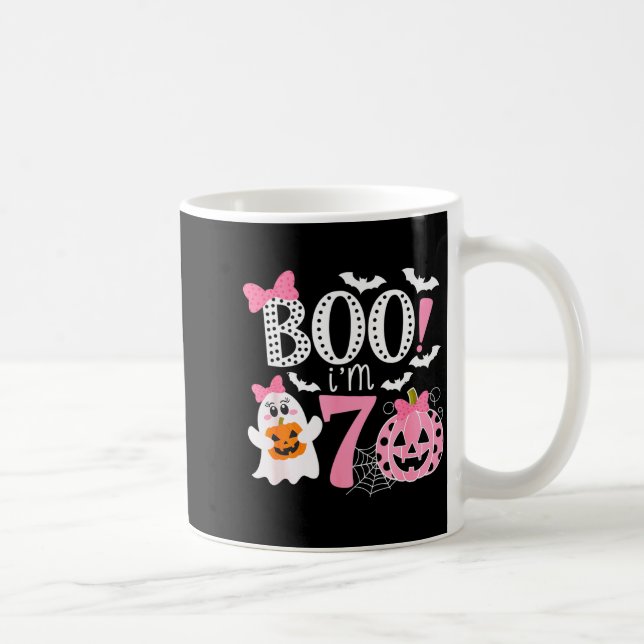 Boo I'm Seven Ghost Seventh 7th Birthday Halloween Coffee Mug (Right)