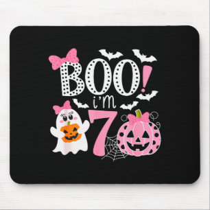Boo I'm Seven Ghost Seventh 7th Birthday Halloween Mouse Pad