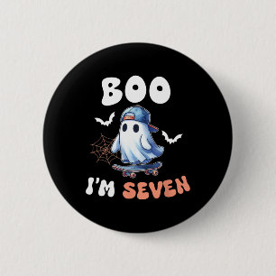 Boo I'm Seven Ghost Skateboard 7th Birthday Hallow 6 Cm Round Badge