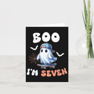 Boo I'm Seven Ghost Skateboard 7th Birthday Hallow Card